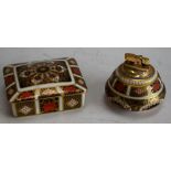 A Royal Crown Derby 1128 pattern rectangular trinket box and cover, printed and painted marks,