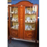 A Sheraton Revival mahogany and marquetry bow-front display cabinet,