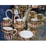 A Royal Crown Derby 1128 pattern coffee set for six, comprising coffee pot, cream jug, sugar bowl,