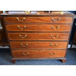 A George III mahogany secretaire chest, moulded rectangular top above a fall front drawer,