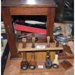 An oak smokers cabinet, glazed door; assorted pipes, including Barling with silver mount,