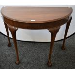 A Queen Anne style demi-lune side table,