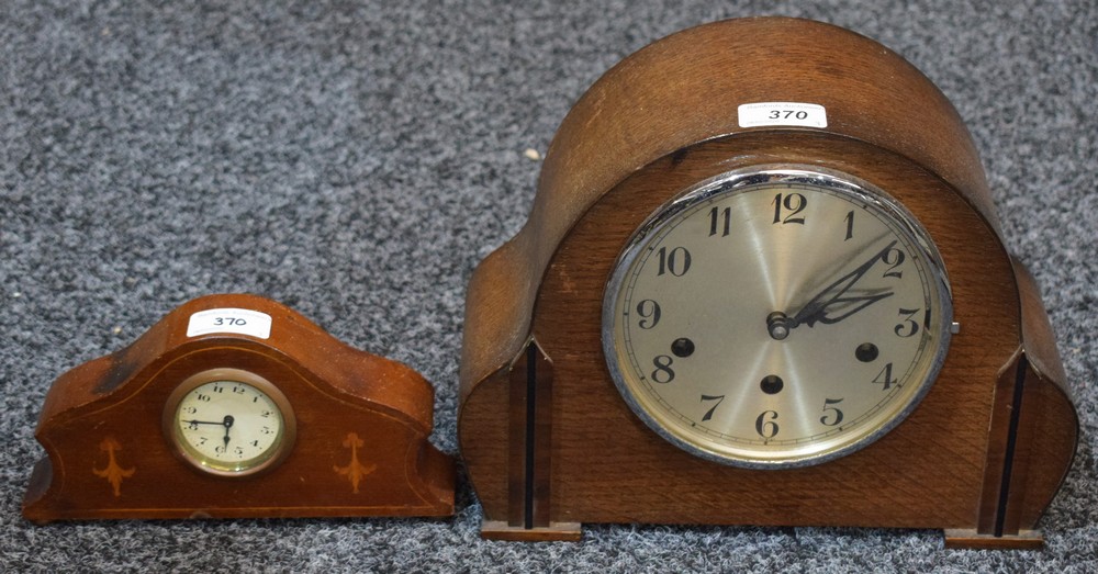 An oak cased Westminster chime clock,