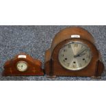 An oak cased Westminster chime clock,