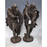 A large pair of spelter figures, The Catcher and The Killer,