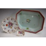 A Dresden shaped cabinet plate, painted floral decoration,