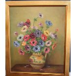 H Todd Still Life, Vase of Anemones signed, oil on canvas,
