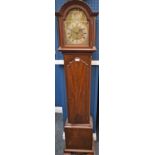 A mahogany 'grandmother' clock, arched dial with silvered chapter ring, Roman numerals,