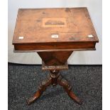 A Victorian walnut and Tunbridge ware sewing/work table,