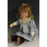 A Simon and Halbig bisque head doll, known as 'Mein Liebling, with sleeping blue eyes,