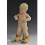 A Heubach all-bisque character doll, German circa 1910, unmarked, with well painted features,