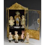 A French gilt brass glazed miniature display cabinet, 42cm x 26cm,