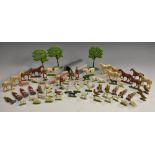 A collection of ninety-six cold-painted lead die-cast agricultural figures and models,