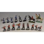 A collection of sixteen cold-painted lead die-cast soldiers, various ranks and specialisations,