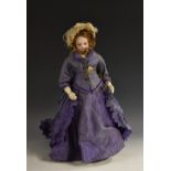 A Jumeau bisque shoulder head fashion doll, French circa 1870,