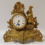 A 19th century French gilt metal mantel clock, c.