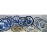 Blue & White - Pearlware - various early 19th century Morea cabinet plate decorated with English