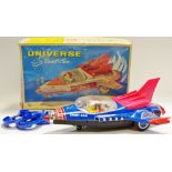 "Universe Stunt Car" - early tinplate Chinese battery operated Spacecraft in blue,