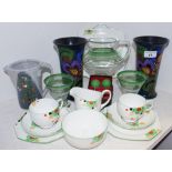 Decorative Arts - Decoro vases; 1930's tea ware; part Lemonade set; bottle openers;