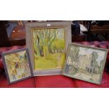 Reginald Frank Knowles Drewe - 3 works A Woodland Walk, signed, dated 1947,