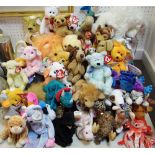 Beanie Babies including a boxed Color Me Beanie, Wiggly, Dragon, Rooster, Giganto, Floppity, Bushy,