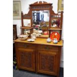 A late Victorian mirror back sideboard,