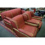 A three piece suite comprising Knole three seat sofa and two armchairs,