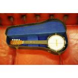 An eight string banjoleli,