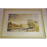 English School (20th century) Meandering River signed, dated 75, watercolour,