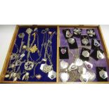 Costume jewellery - assorted necklaces and pendants in a display case