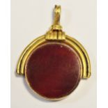 A large 19th century carnelian and blood agate swivel fob