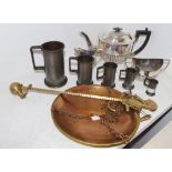 Metalware - a Mappin & Webb plated tea service comprising teapot,