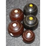 Crown Green bowls - makers include F. H Ayres Ltd,.