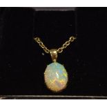 A 9ct gold and opal chain and pendant