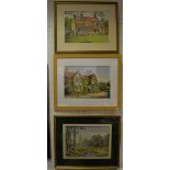 Norah H Payne A pair, Linford Church and Spring Cottage each signed, approx 28cm x 36cm; another,