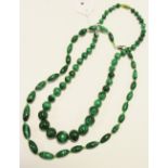 A set of malachite beads;