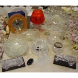 Glass and metalware - Hofbauer crystal; Bohemia crystal; rose bowls; a barometer,