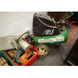 Tools - an Airmate SP compressor with spray guns, staple guns, wrenches,