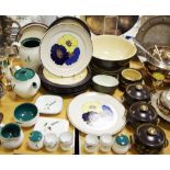 Denbyware - soup bowls, teapot, coffee jug, cruets, large bowl,