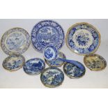 Blue & White - Pearlware - a Spode Imperial Blue Rose pattern plate, 25cm diam, c.