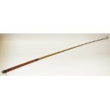 A George V silver mounted lady's riding crop, leather grip, 74cm long,