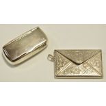 An early 20th century silver stamp box in the form of an envelope, stamped sterling,