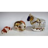 A Royal Crown Derby paperweight, Rocky Mountain Bear, gold stopper, boxed; others, Derby Ram,