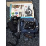 Cameras - a Canon EOS SLR camera-28-105mm lens, another 50mm; UC5000 camcorder,