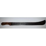 A machete, 55cm fullered blade, two-piece wooden grip,