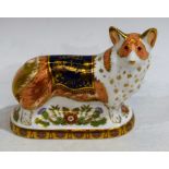 A Royal Crown Derby paperweight The Royal Windsor Corgi, gold stopper,