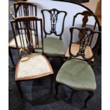 A pair of Maple & Co side chairs; another, single,