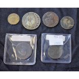 Coins and Tokens - a George, Prince of Wales halfpenny token; others, similar,