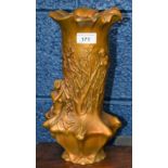 A bronzed metal Art Nouveau design vase, 32.