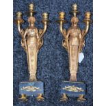 A pair of French Empire style 'gilt' metal figural candelabra, 44.